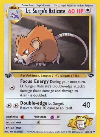Lt. Surge's Raticate 053/132 - Unlimited Gym Challenge - Uncommon