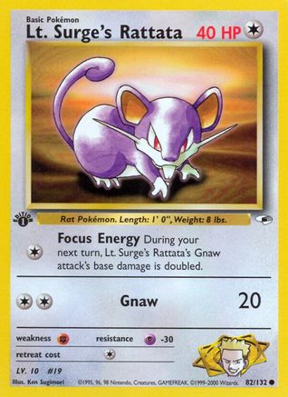 Lt. Surge's Rattata 082/132 - Unlimited Gym Heroes - Common
