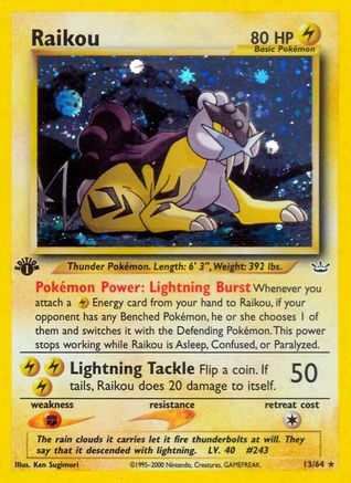 Raikou (13) 013/64 - Unlimited Holofoil Neo Revelation - Holo Rare