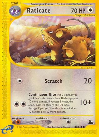 Raticate 089 - Reverse Holofoil Skyridge - Common