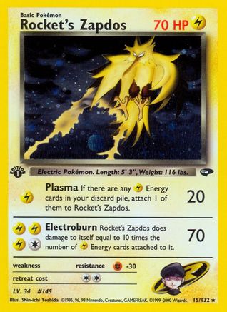 Rocket's Zapdos 015/132 - Unlimited Holofoil Gym Challenge - Holo Rare