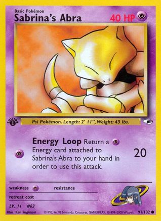 Sabrina's Abra 091/132 - 1st Edition Gym Heroes - Common