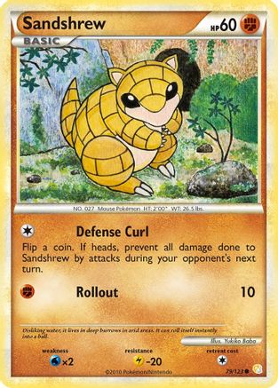 Sandshrew 079/123 - Reverse Holofoil HeartGold SoulSilver - Common