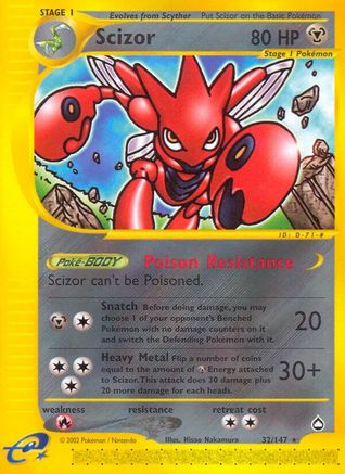 Scizor 032 - Reverse Holofoil Aquapolis - Rare