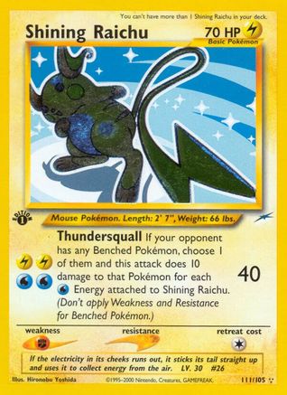 Shining Raichu 111 - Unlimited Holofoil Neo Destiny - Secret Rare
