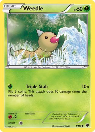 Weedle 001/116 - Reverse Holofoil Plasma Freeze - Common
