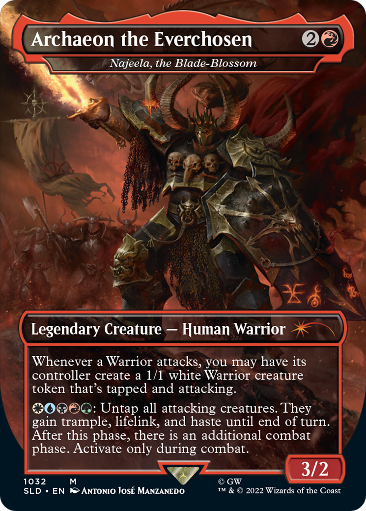 Archaeon the Everchosen - Najeela, the Blade-Blossom (Borderless) (SLD-1032) - Secret Lair Drop / Archaeon the Everchosen (Borderless)