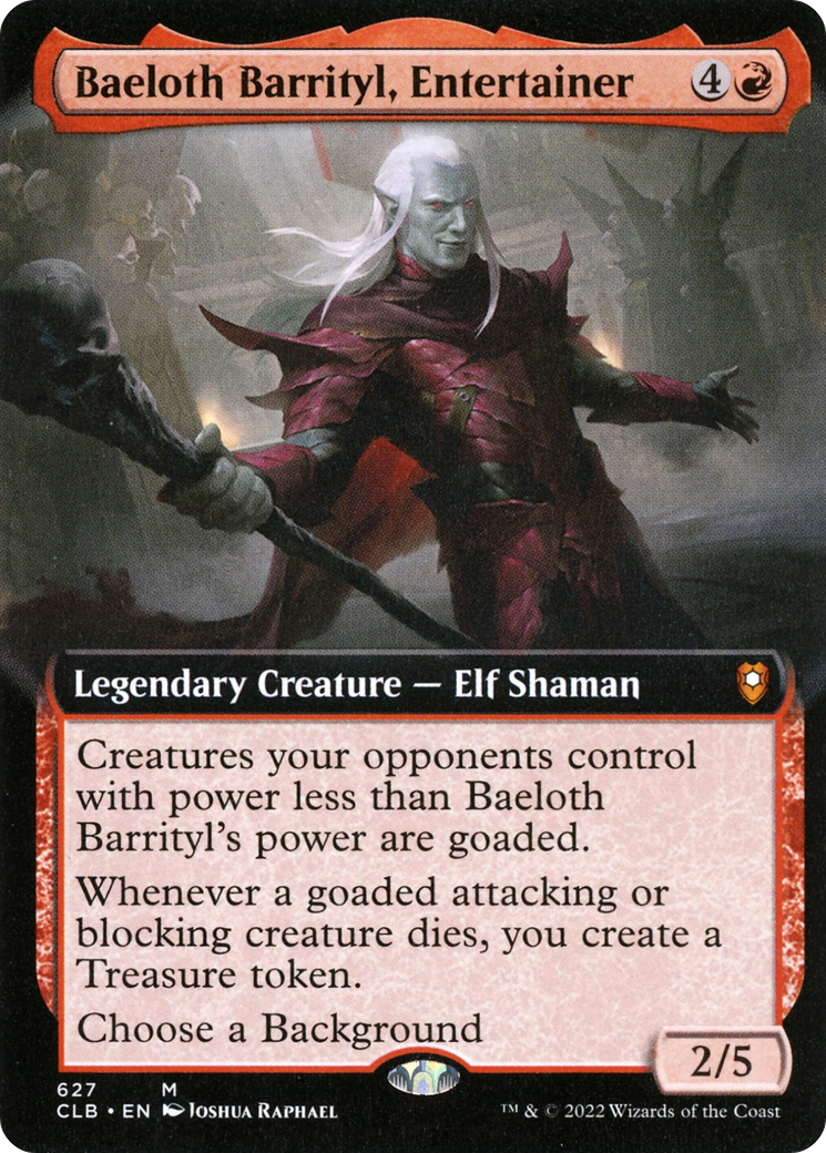 Baeloth Barrityl, Entertainer (Extended Art) (CLB-627) - Commander Legends: Battle for Baldur's Gate: (Extended Art)