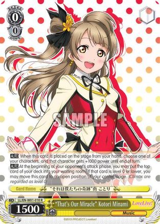 "That's Our Miracle" Kotori Minami (LL/EN-W01-010 R) - Love Live! DX