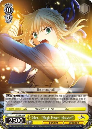 Saber - "Magic Power Unleashed" (RRR) (FZ/S17-E007R RRR) - Fate/Zero
