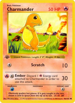 Charmander 046/102  - Unlimited Base Set Shadowless - Common