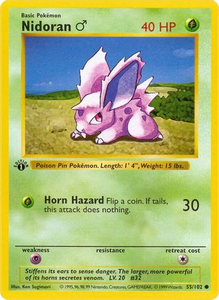 Nidoran M 055/102  - 1st Edition Base Set Shadowless - Common