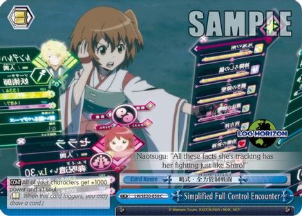 Simplified Full Control Encounter (Alternate Art Foil) (LH/SE20-E50 CC) - LOG HORIZON
