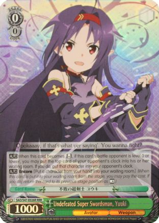 Undefeated Super Swordsman, Yuuki (RRR) (SAO/S47-E026R RRR) - Sword Art Online Re: Edit