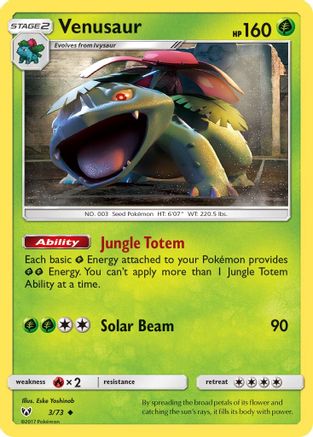 Venusaur 003/73  - Reverse Holofoil Shining Legends - Uncommon