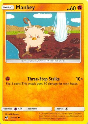 Mankey 050/111  - Reverse Holofoil SM  Crimson Invasion - Common