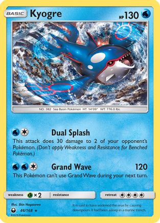 Kyogre 046  - Reverse Holofoil SM  Celestial Storm - Holo Rare