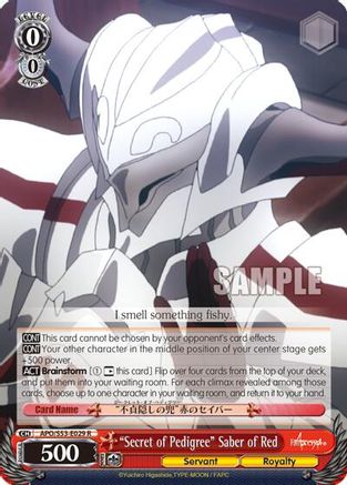 "Secret of Pedigree" Saber of Red (APO/S53-E029 R) - Fate/Apocrypha