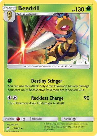 Beedrill 005  - Reverse Holofoil SM  Team Up - Rare