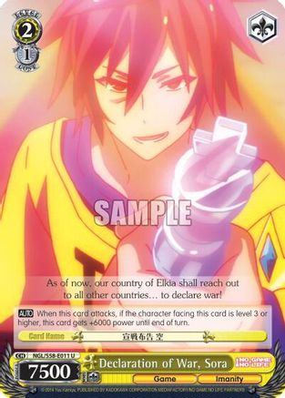 Declaration of War, Sora (NGL/S58-E011 U) - No Game No Life