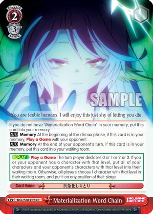 Materialization Word Chain (NGL/S58-E073 R) - No Game No Life