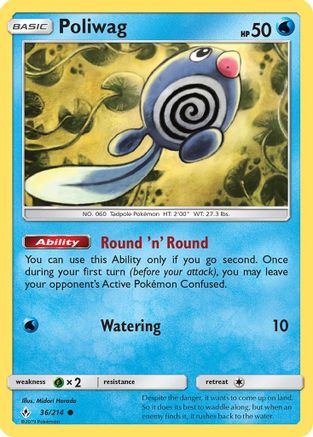 Poliwag (36) 036/214  - Reverse Holofoil SM  Unbroken Bonds - Common