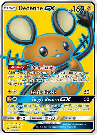 Dedenne GX (Full Art) 195  - Holofoil SM  Unbroken Bonds - Ultra Rare