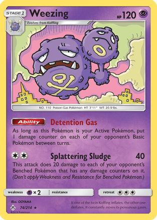 Weezing 074/214  - Reverse Holofoil SM  Unbroken Bonds - Rare
