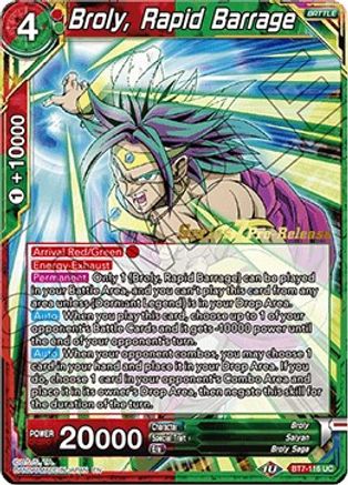 Broly, Rapid Barrage (BT7-116_PR) - Assault of the Saiyans PreRelease Cards
