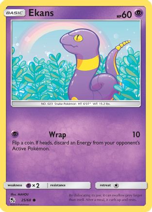 Ekans (25) 025/68  - Reverse Holofoil Hidden Fates - Common