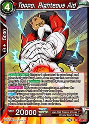 Toppo, Righteous Aid (DB1-014) - Draft Box 04  Dragon Brawl