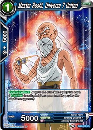 Master Roshi, Universe 7 United (DB1-027) - Draft Box 04  Dragon Brawl Foil