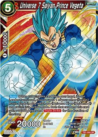 Universe 7 Saiyan Prince Vegeta (Shatterfoil) (TB1-004) - Draft Box 04  Dragon Brawl Foil