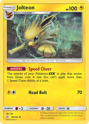 Jolteon 070/236  - Reverse Holofoil SM  Cosmic Eclipse - Uncommon