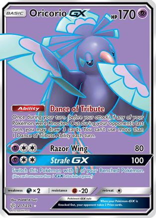 Oricorio GX (Full Art) 217  - Holofoil SM  Cosmic Eclipse - Ultra Rare