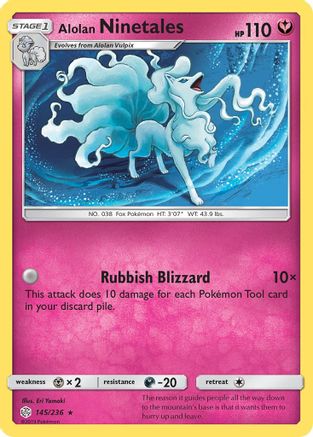 Alolan Ninetales 145/236  - Reverse Holofoil SM  Cosmic Eclipse - Holo Rare