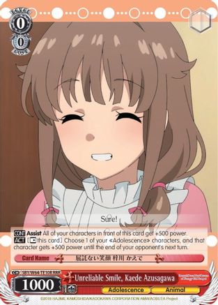 Unreliable Smile, Kaede Azusagawa (RRR) (SBY/W64-TE10R RRR) - Rascal Does Not Dream of Bunny Girl Senpai