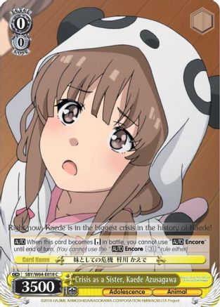 Crisis as a Sister, Kaede Azusagawa (SBY/W64-E018 C) - Rascal Does Not Dream of Bunny Girl Senpai
