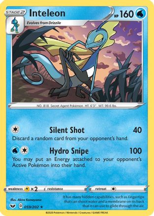 Inteleon (059) 059/202  - Reverse Holofoil SWSH01 Sword & Shield Base Set - Rare
