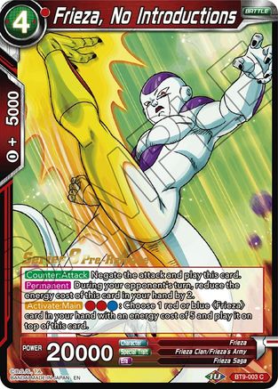 Frieza, No Introductions (BT9-003) - Universal Onslaught PreRelease Cards