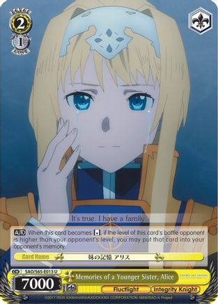 Memories of a Younger Sister, Alice (SAO/S65-E013 U) - Sword Art Online -Alicization-