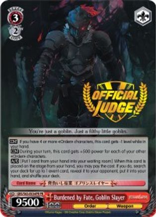 Burdened by Fate, Goblin Slayer (Alternate Art Promo) (GBS/S63-E034PR PR) - Goblin Slayer