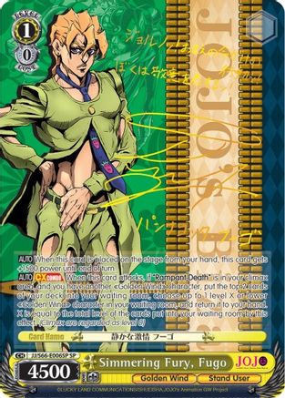 Simmering Fury, Fugo (SP) (Gold Signature) (JJ/S66-E006SP SP) - JoJo's Bizarre Adventure: Golden Wind