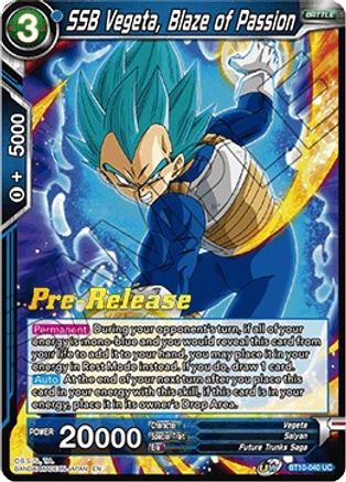SSB Vegeta, Blaze of Passion (BT10-040) - Rise of the Unison Warrior PreRelease Cards