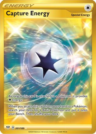 Capture Energy (Secret) 201/189  - Holofoil SWSH03 Darkness Ablaze - Secret Rare