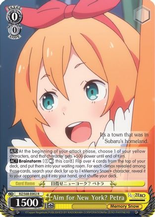 Aim for New York? Petra (RZ/S68-E002 R) - Re:ZERO Memory Snow