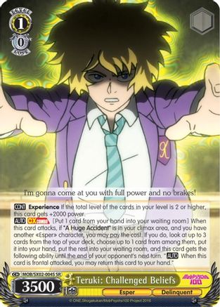 Teruki: Challenged Beliefs (SR) (MOB/SX02-004S SR) - Mob Psycho 100