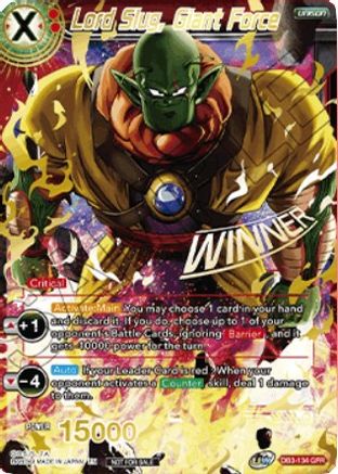 Lord Slug, Giant Force (Winner Stamped) (DB3-134) - Tournament Promotion Cards