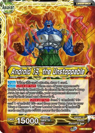 Android 13, Android 14, & Android 15 // Android 13, the Unstoppable (EB1-38) - Battle Evolution Booster Foil