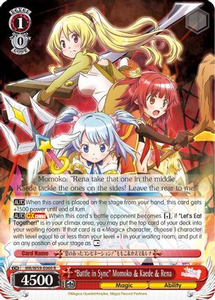 "Battle in Sync" Momoko & Kaede & Rena (MR/W59-E060 R) - Magia Record: Puella Magi Madoka Magica [Side Story] (Mobile)